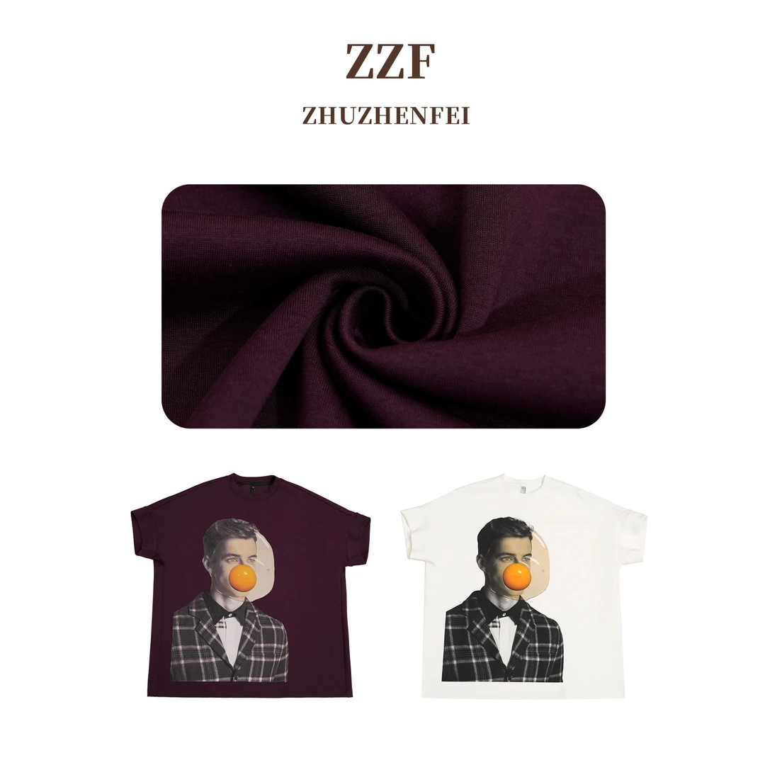 设计师原创新款重工印花休闲百搭时尚简约舒适潮流大T恤Z351086