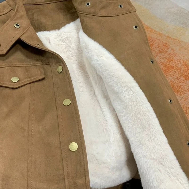 短款加绒加厚外套女秋冬新款2025爆款韩板休闲流行小个子夹克上衣