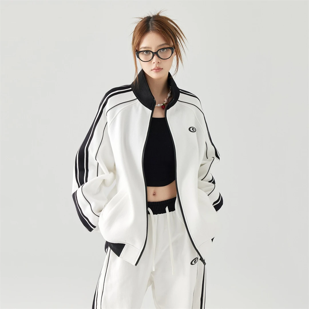 GOLFCROSS【明星同款】开衫卫衣情侣款美式潮牌立领宽松上衣外套