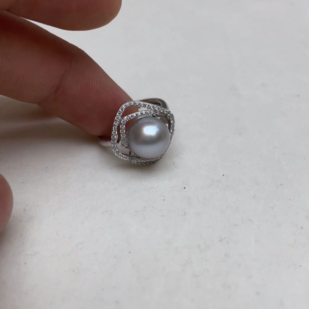 戒指海水珍珠银S925镶嵌