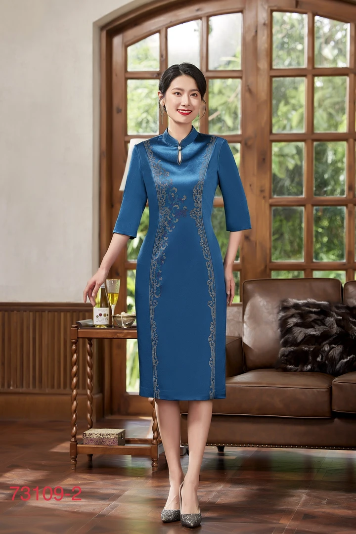 73109烫钻5-2-4高端旗袍礼服妈妈婚宴礼服日常