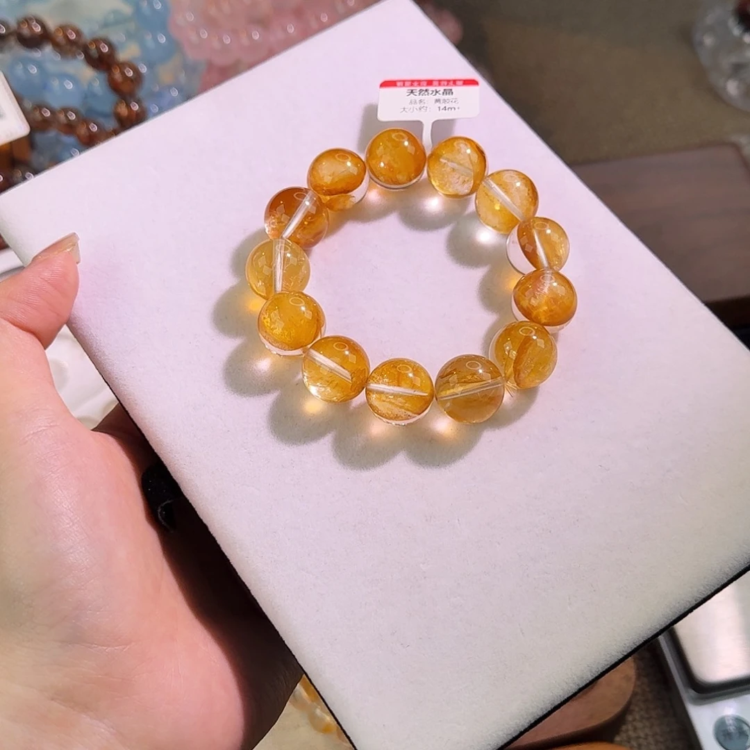 水晶手链未镶嵌黄金胶花15m