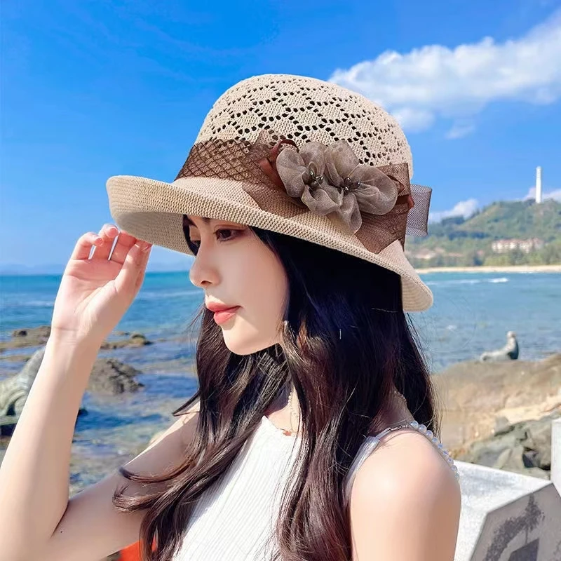 15号 韩版百搭透气新款钻双花时尚帽