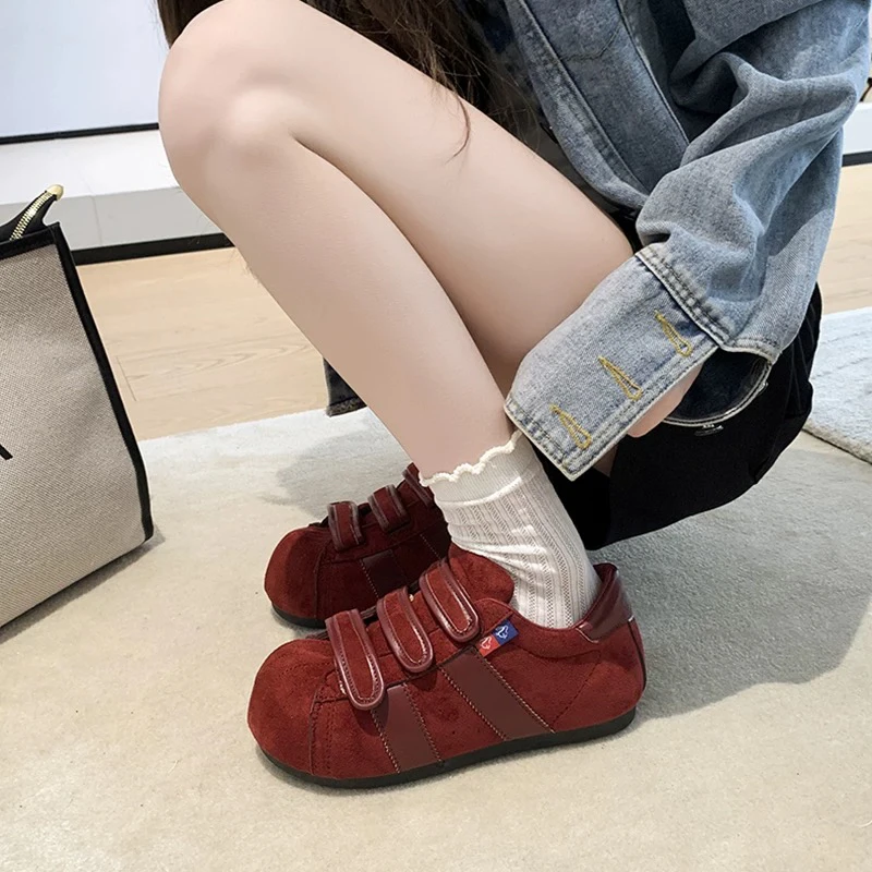 魔术贴德训鞋女2025年秋季新款爆款厚底休闲面包贝壳头板鞋89-132