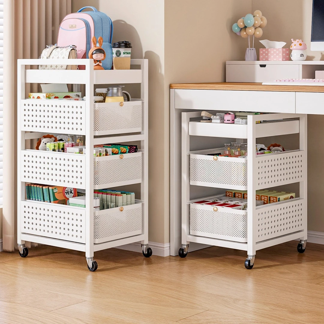 碳钢书包置物架可移动小推车书本收纳架桌下多层放书包带滑轮神器