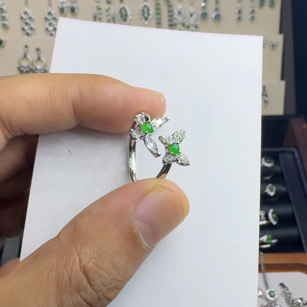 翡翠银S925镶嵌戒指35