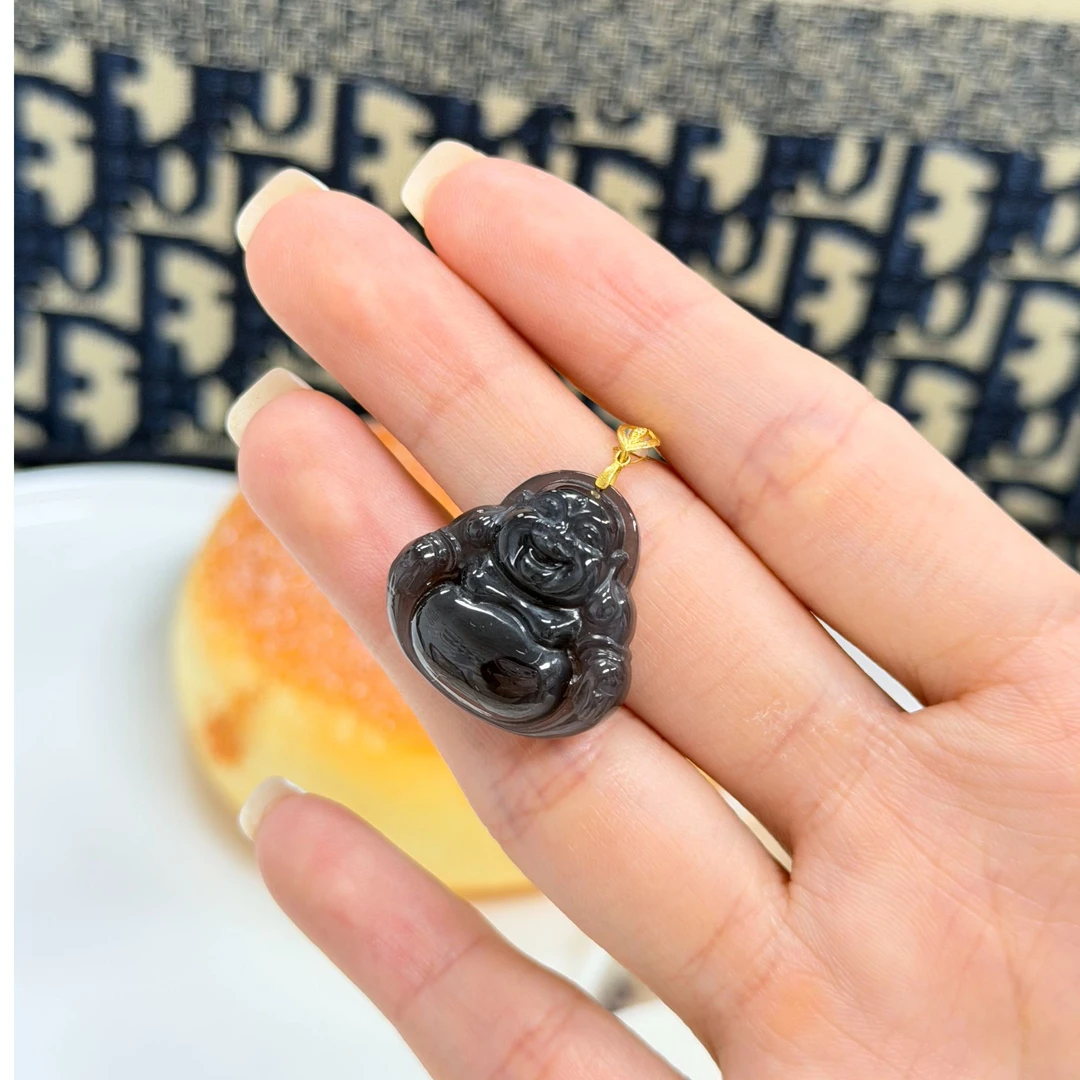 【凰一品】和田玉佛公吊坠18k金