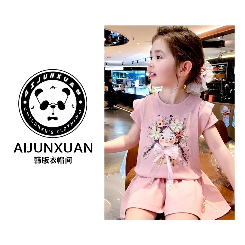 【专属定制】2025韩版女童套装夏季新款短袖短裤小女孩韩版两件套