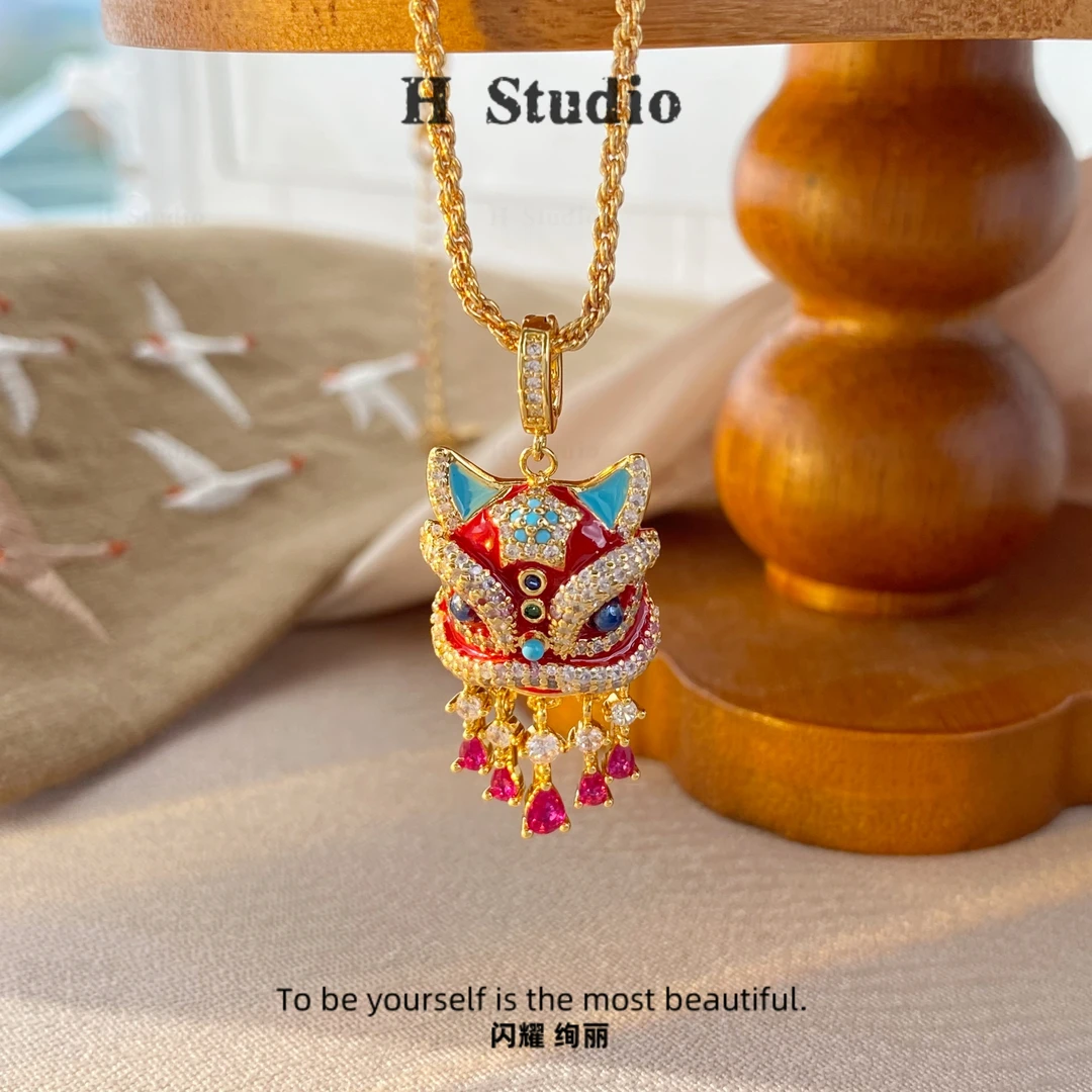 铜合金项链 L3192 醒狮 小众时尚国风百搭