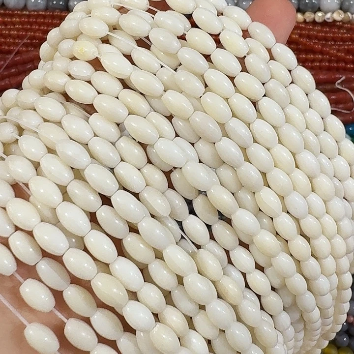 玛瑙/玉髓合金珠宝半成品一条白原枝米珠