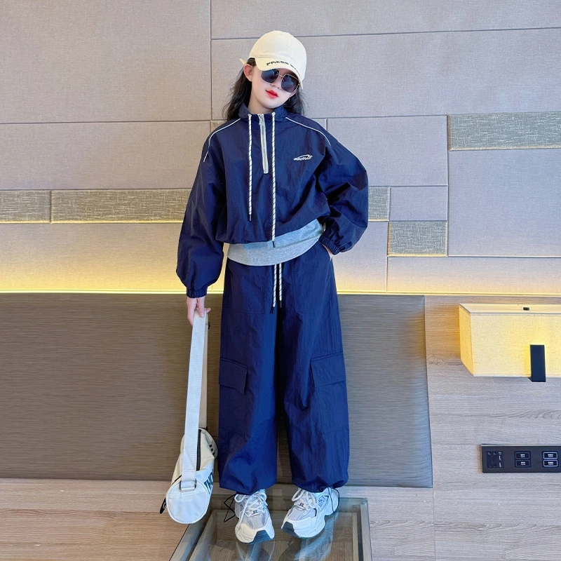 女童套装2025春季新款儿童潮酷韩版衣服中大童女孩休闲运动两件套