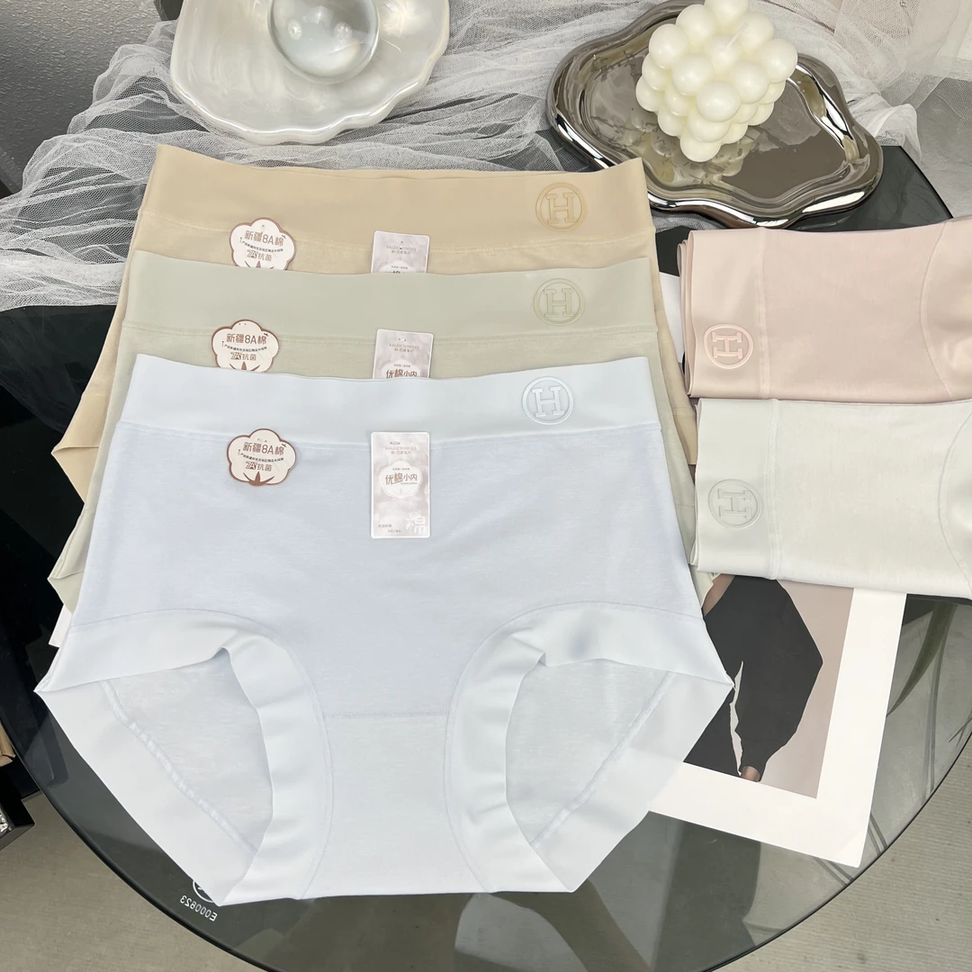 B6077新疆长绒棉舒适柔软无痕简约女士内裤高腰底裤高弹亲肤大码