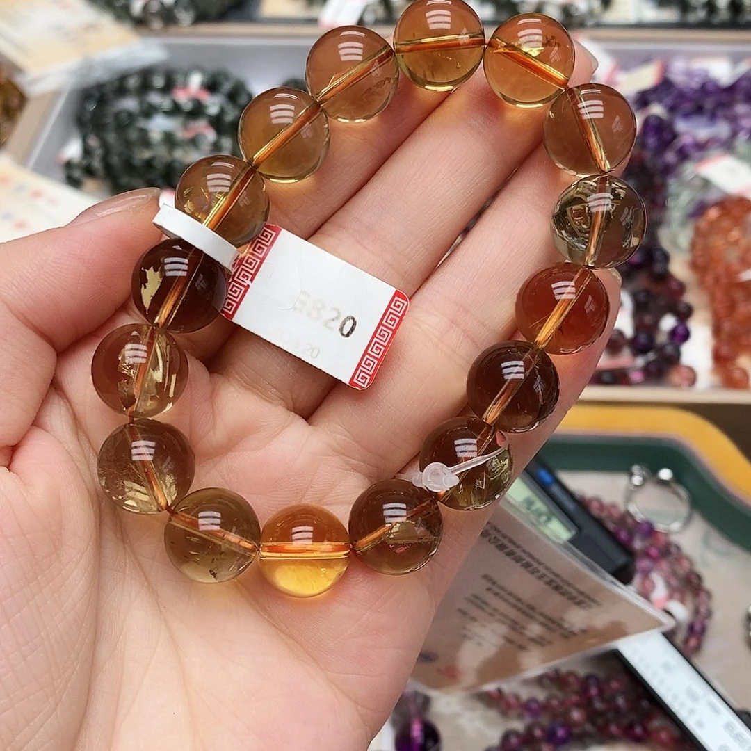 未镶嵌手链水晶G820 巴西黄水晶 12m+