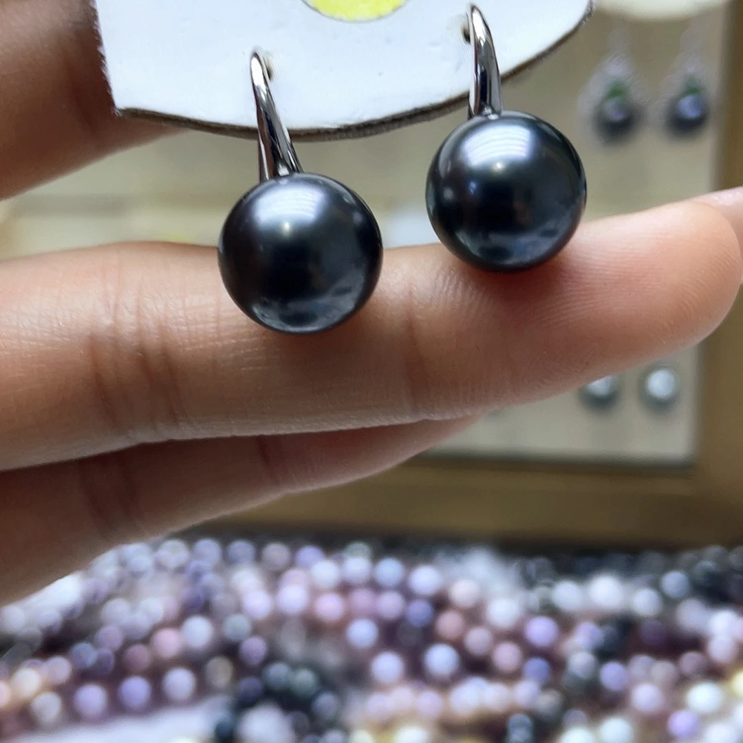 海水珍珠耳饰银S925镶嵌