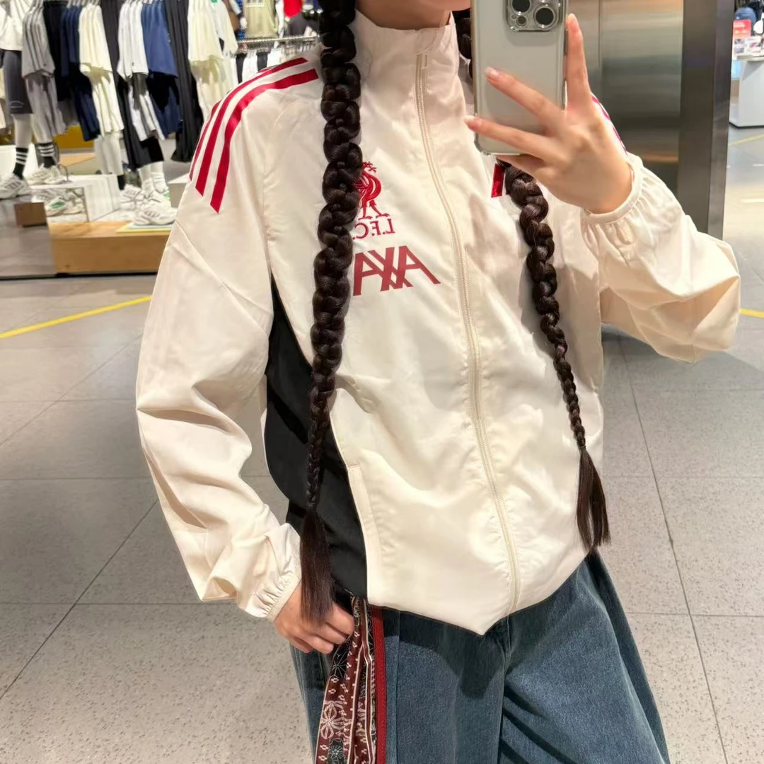 Adidas利物浦足球夹克足球风运动宽松夹克外套 JV6572