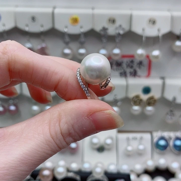 谭***苗淡水珍珠戒指银S925镶嵌A