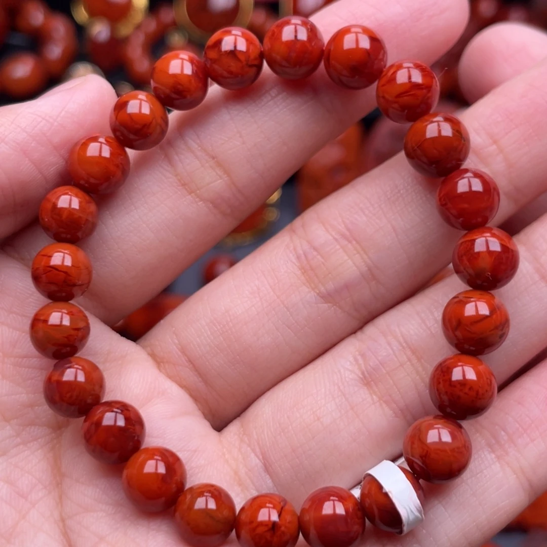 南红玛瑙未镶嵌珠宝奇石单圈8mm
