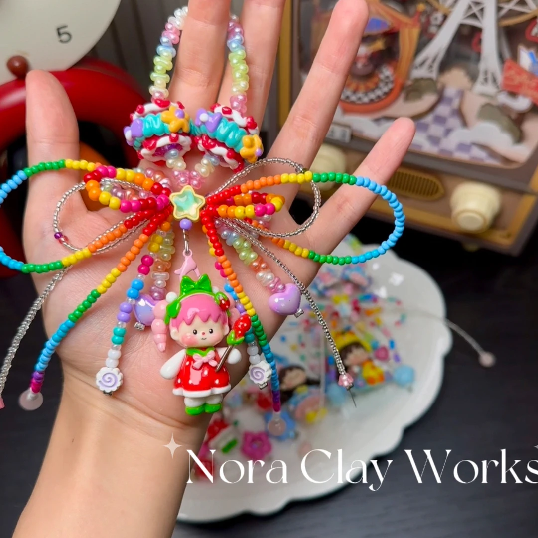 Nora诺拉「霉烦恼&小霉好」缤纷星芒彩虹跳跳糖蝴蝶结手机链