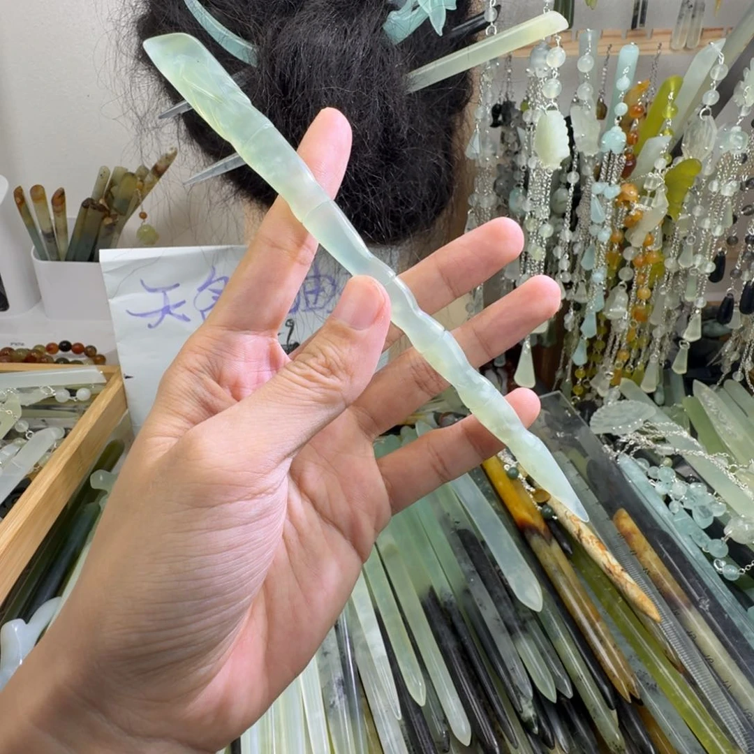 蛇纹石玉合金发饰