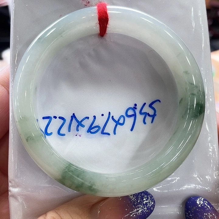 翡翠手镯足金镶嵌正圈53.6水润飘花