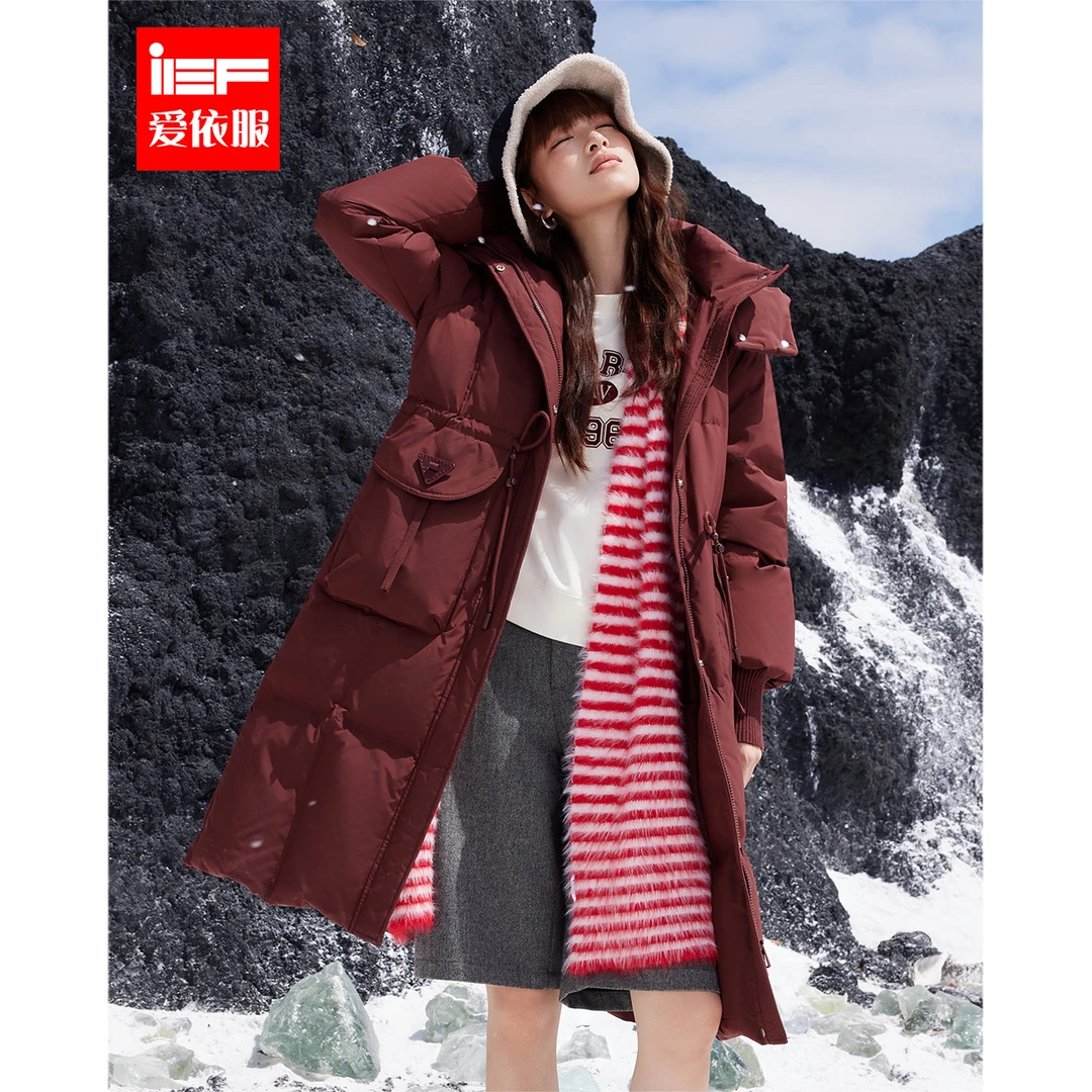 IEF/爱依服冬季新款洋气高级收腰显瘦白鸭绒保暖中长羽绒服外套女