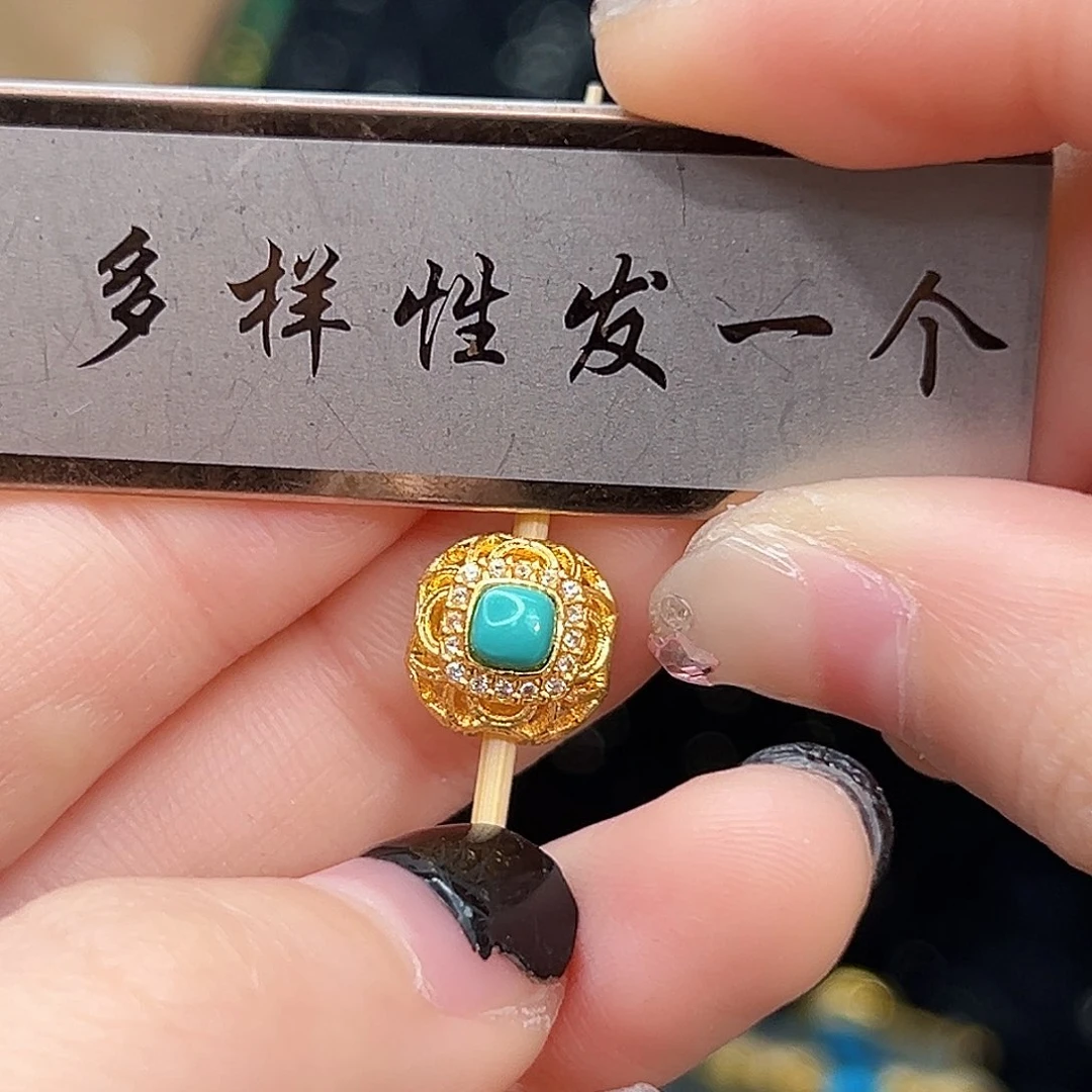 绿松石珠宝奇石18K金镶嵌多样性发货一件