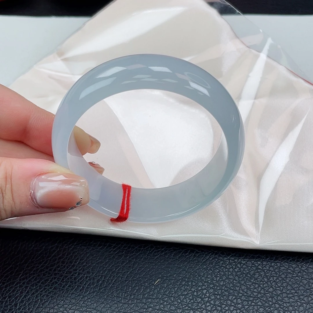 翡翠未镶嵌手镯54正圈果冻胶白月光轮胎