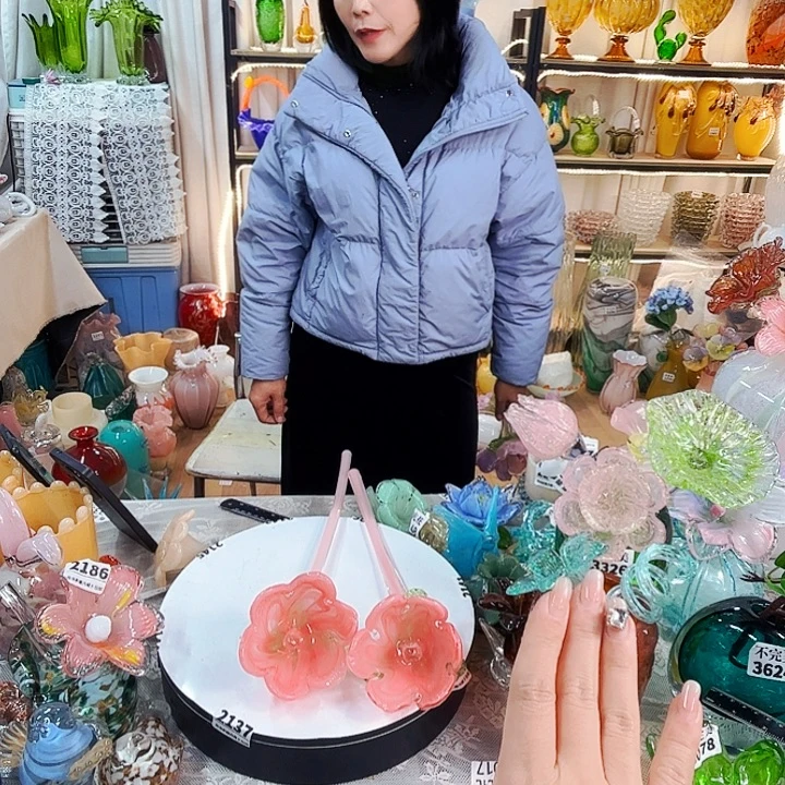2朵樱花家悦美居琉璃摆件