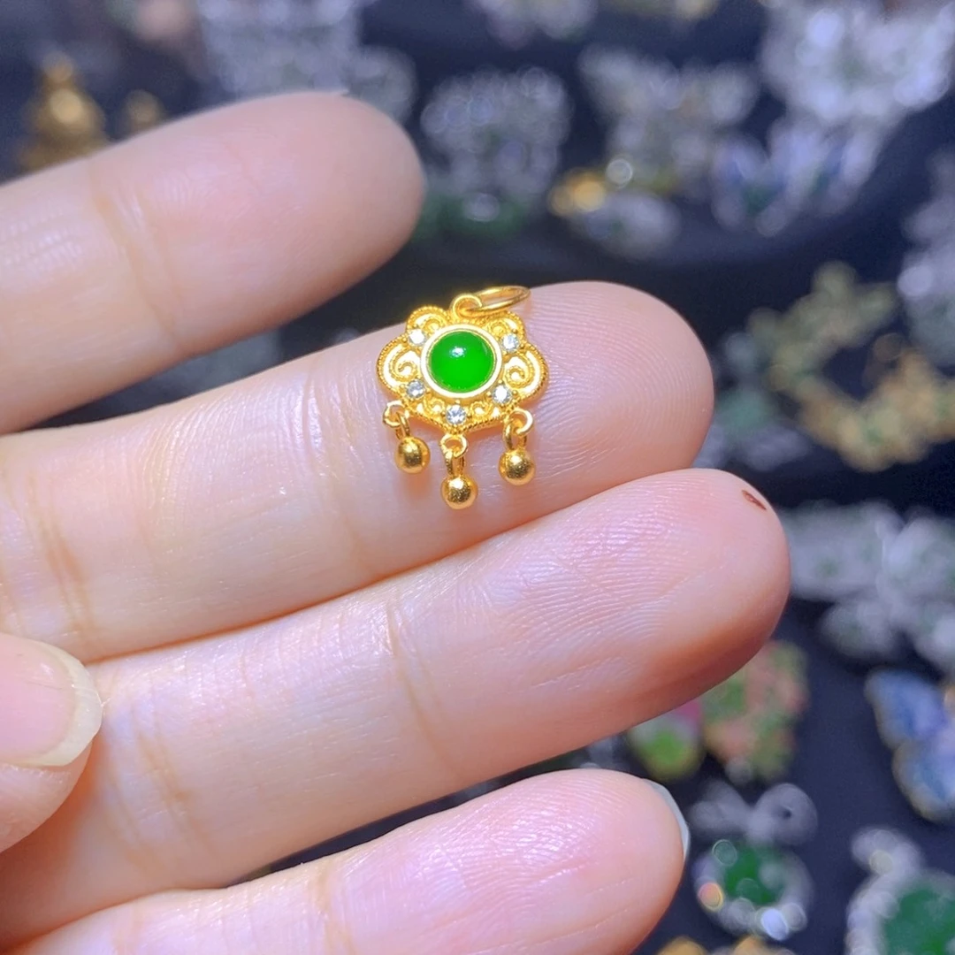 翡翠银S925镶嵌吊坠(不含链)天然资源