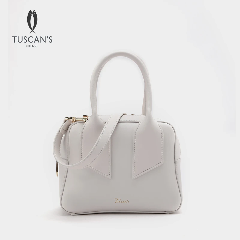 TUSCAN'S保龄球女款时尚白色通勤包包百搭单肩包斜挎包