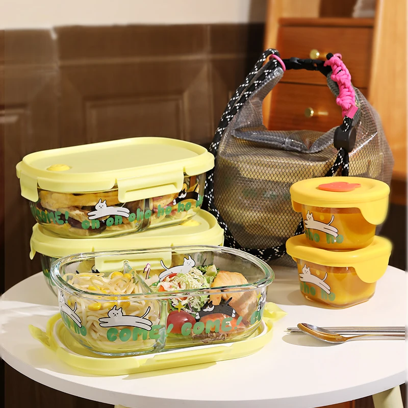 玻璃饭盒保温餐盒保鲜盒带饭便当盒水果盒微波炉有盖上班族学生女