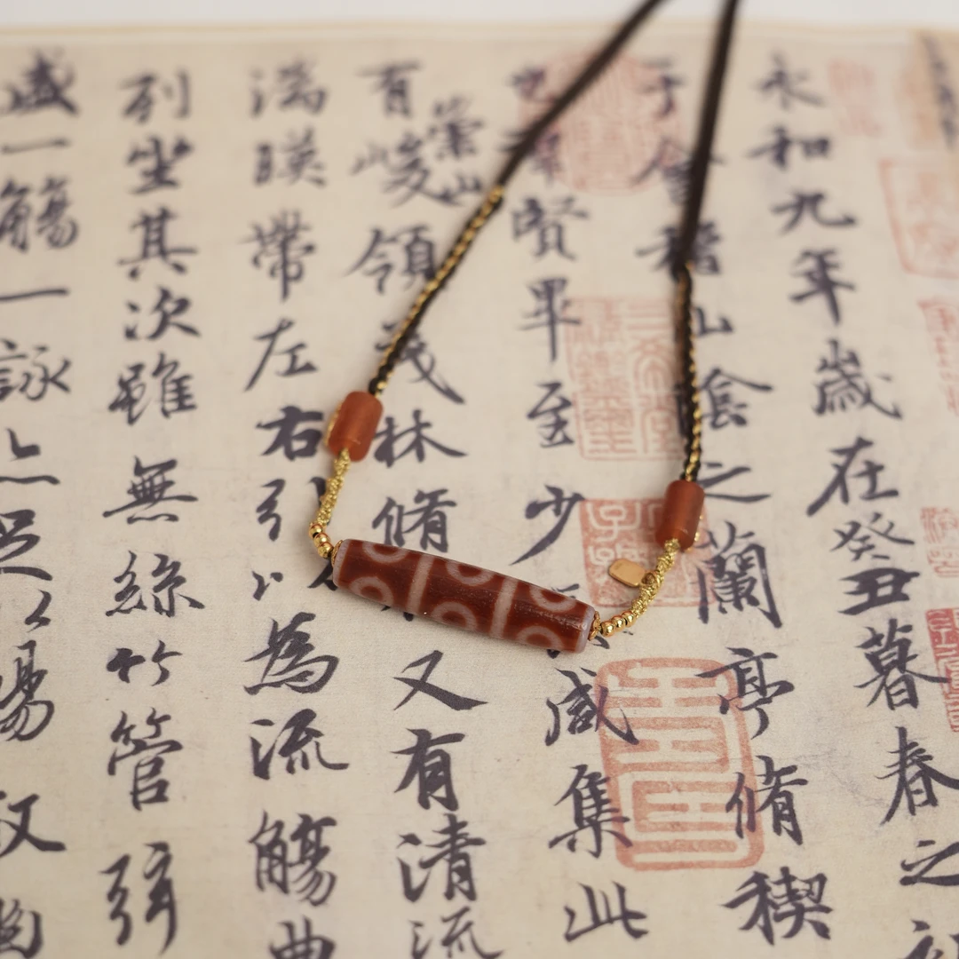 【明珠璀璨】美泓包浆红肉四线九眼锁骨链（多样性发一）