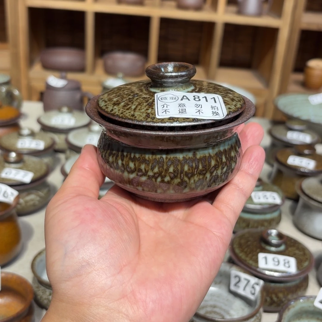 粗瓷茶具素胎无釉盖碗