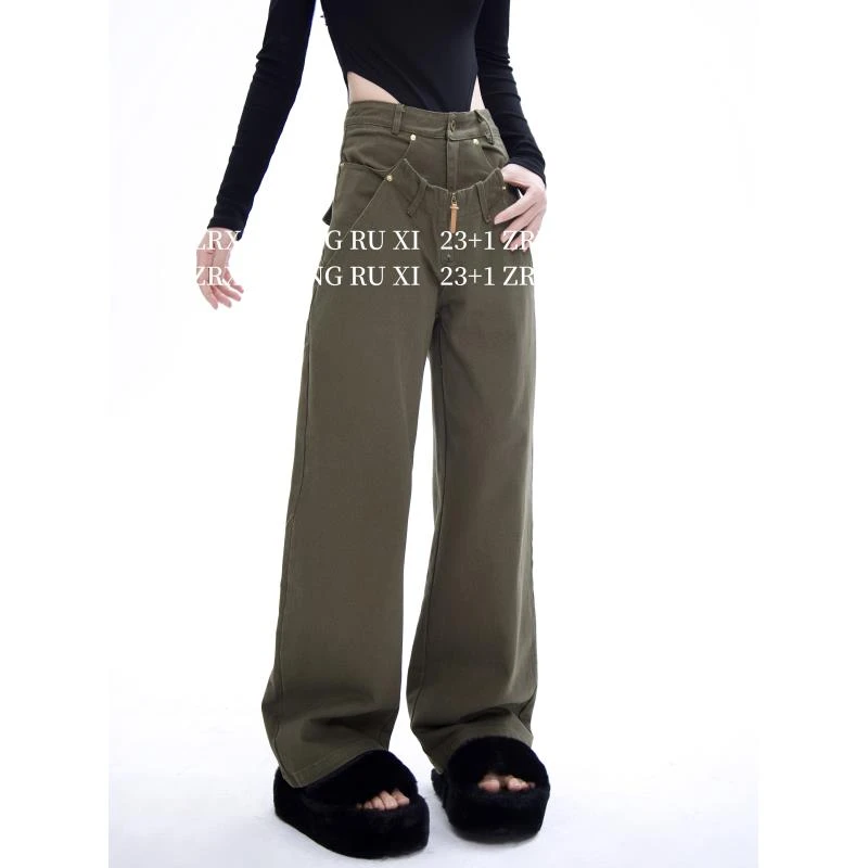付新博女装不规则双腰头设计工装裤休闲裤女小众设计长裤子13702