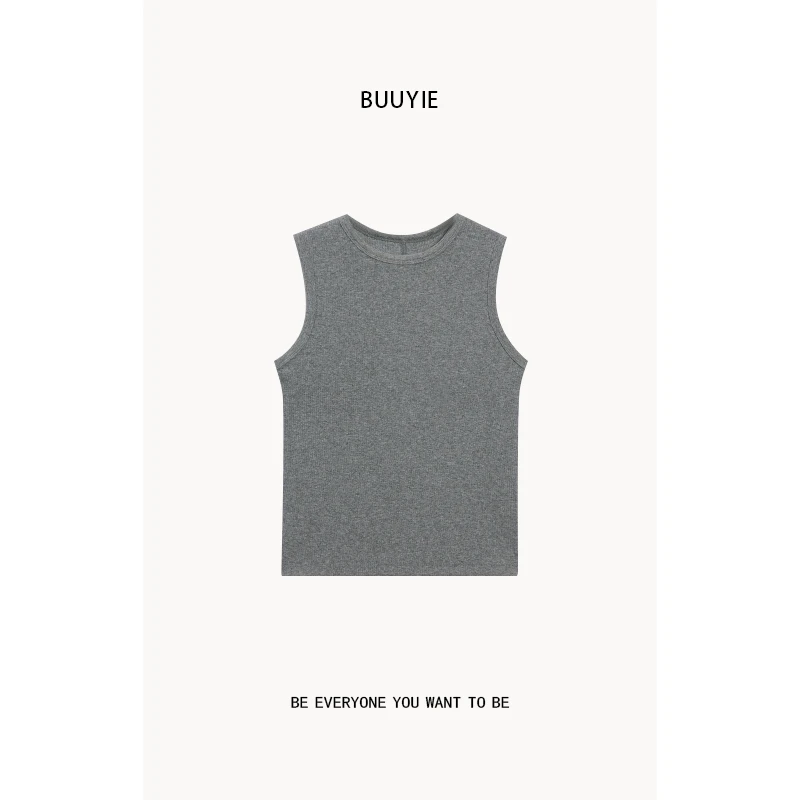 BUUYIE 25SS【简意】极简休闲百搭显瘦修身纯色背心 250353