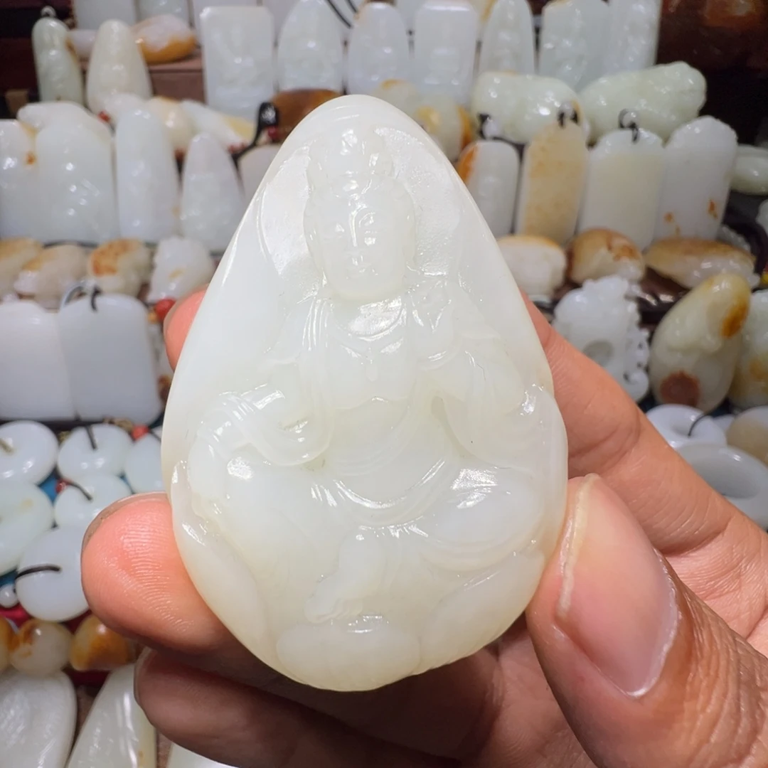 极***店和田玉未镶嵌吊坠(不含链)