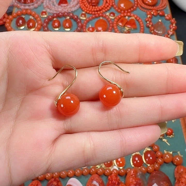 南红玛瑙银S925镶嵌高跟鞋