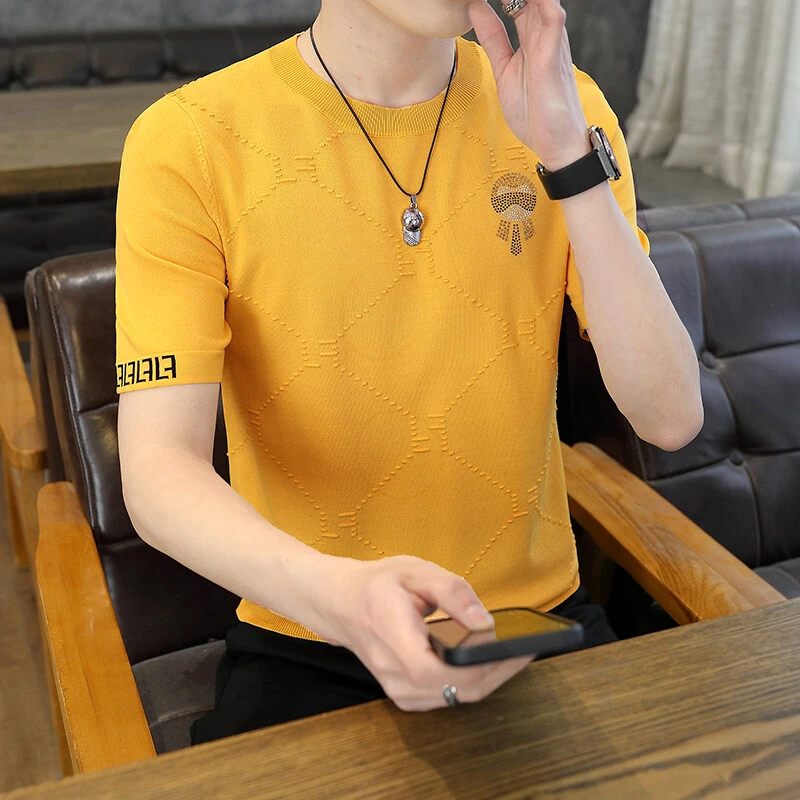男士高端潮流时尚凉感圆领品质休闲针织短袖T桖