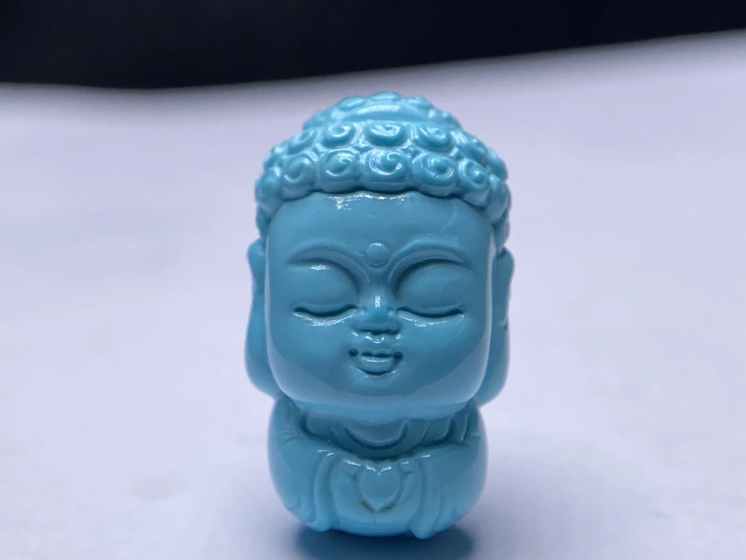 湖北十堰天然原矿高瓷蓝宝宝佛吊坠文玩配饰三通背云