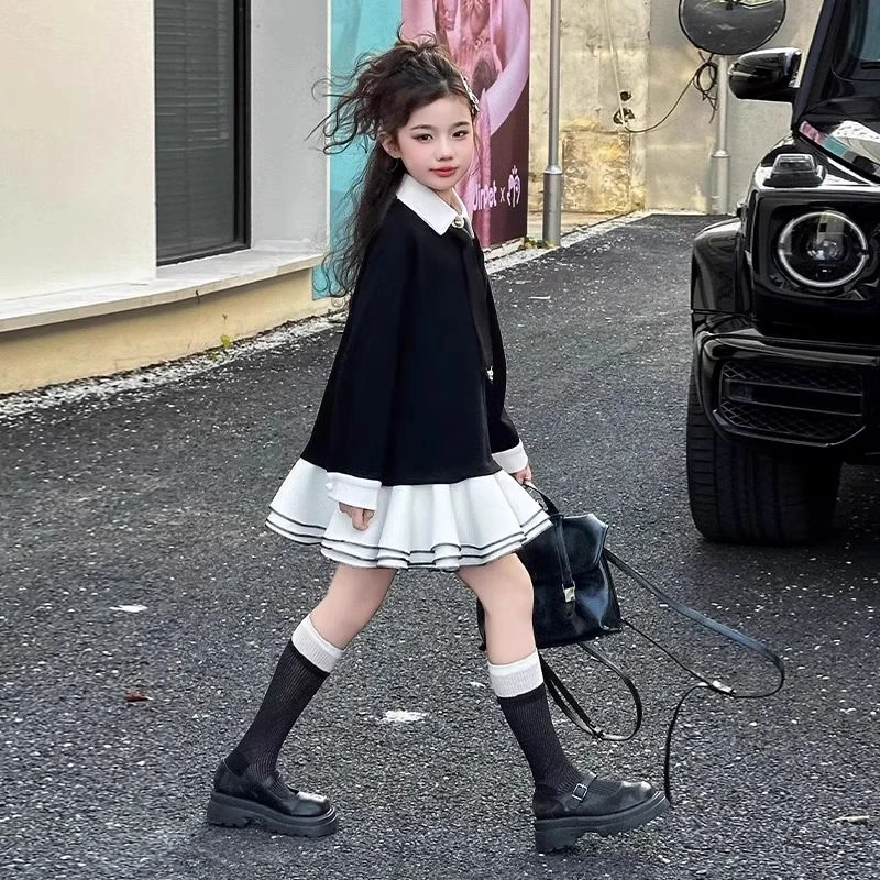 范哲萨女童连衣裙春秋季2025新款中大童POLO裙春装女孩学院风学生