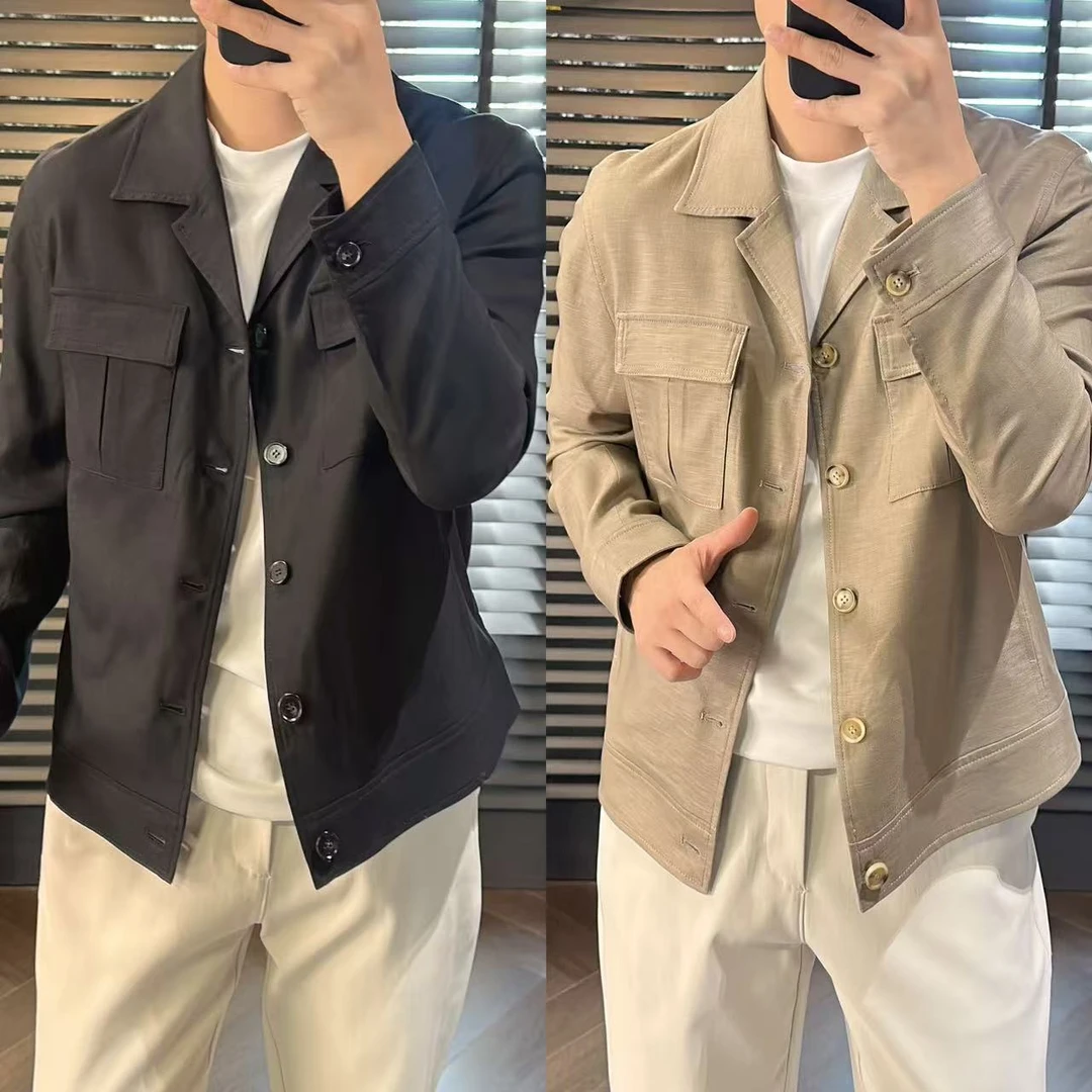 東•Dongzi 轻奢100%莱赛尔丨春款古巴领休闲男士夹克外套1003L