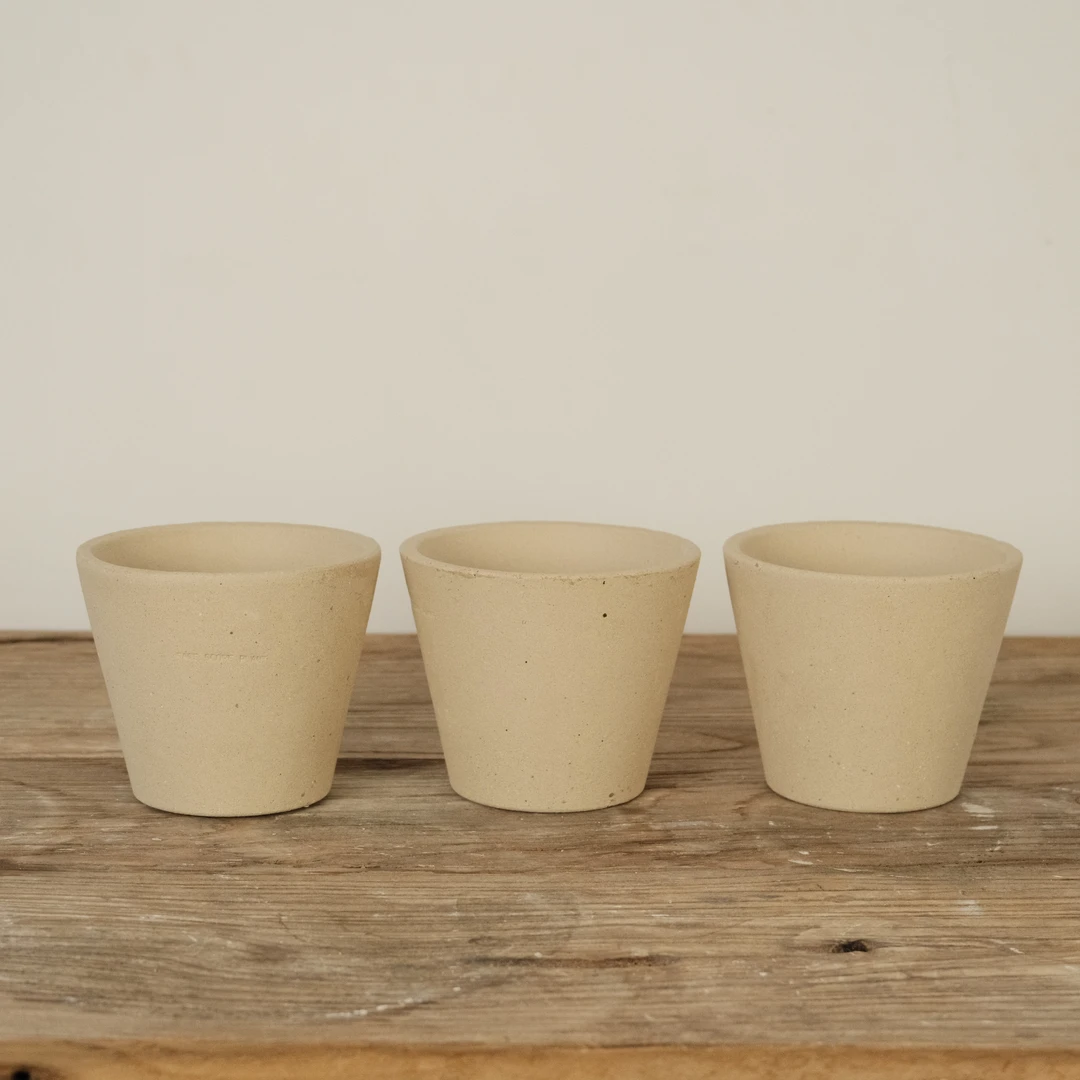 圆锥13口径白陶色三件套花盆