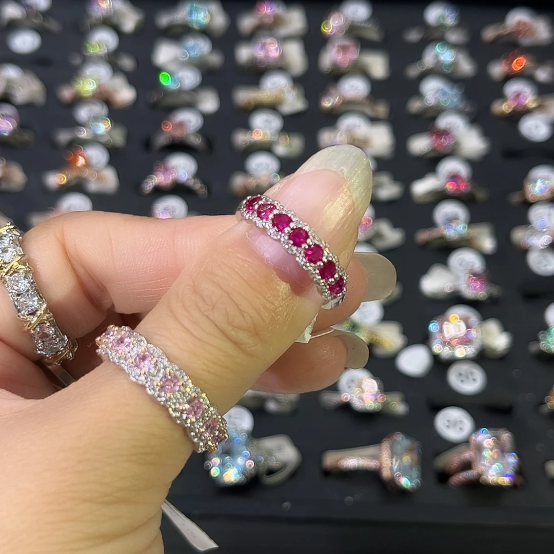 莫桑石非金属SH七公主红宝排戒-15