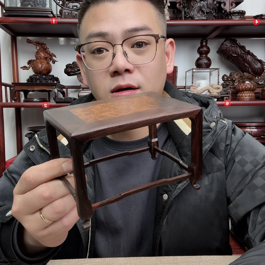 大红酸枝工艺品底座