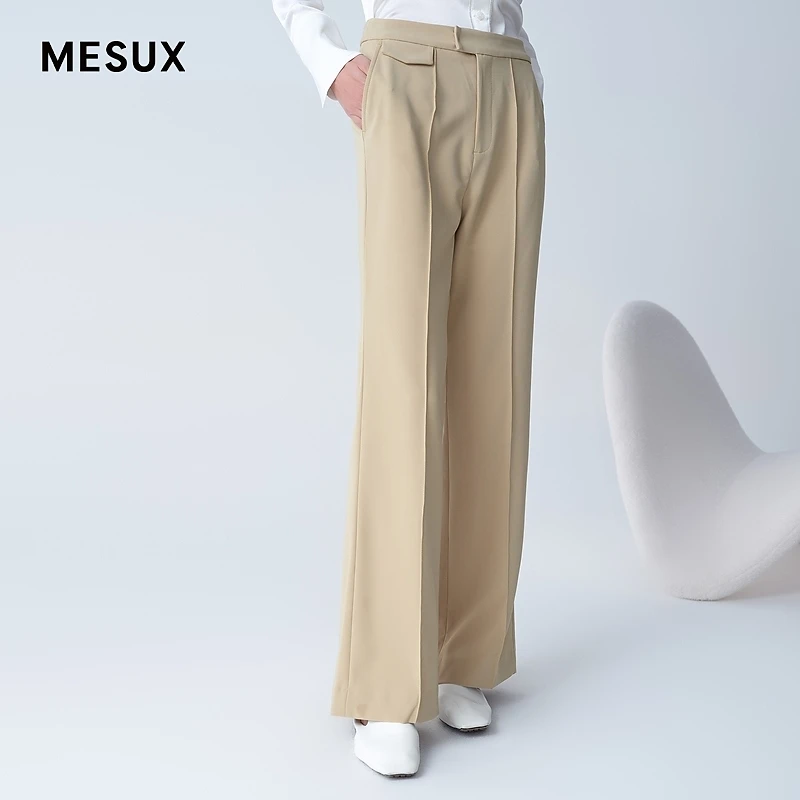 【高高甄选】MESUX米岫四面弹哑光直筒后开衩口袋缝线装饰西装裤MKS