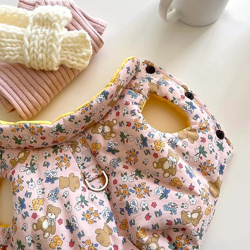秋冬新款宠物棉衣马甲泰迪比熊可牵引狗狗衣服冬天保暖小型犬猫咪