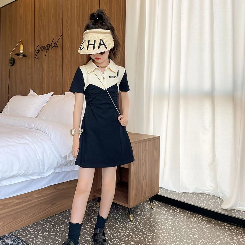 女童连衣裙小香风夏季女宝宝韩版洋气中大童夏装薄中长款A字裙子