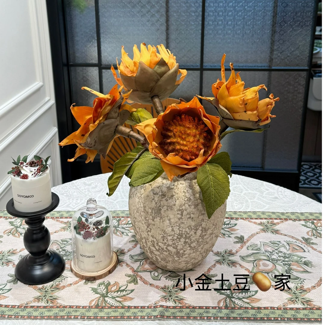 掬涵【推荐】油画向日葵法式瓶艺术仿真花装饰摆件拍摄道具橱窗设计
