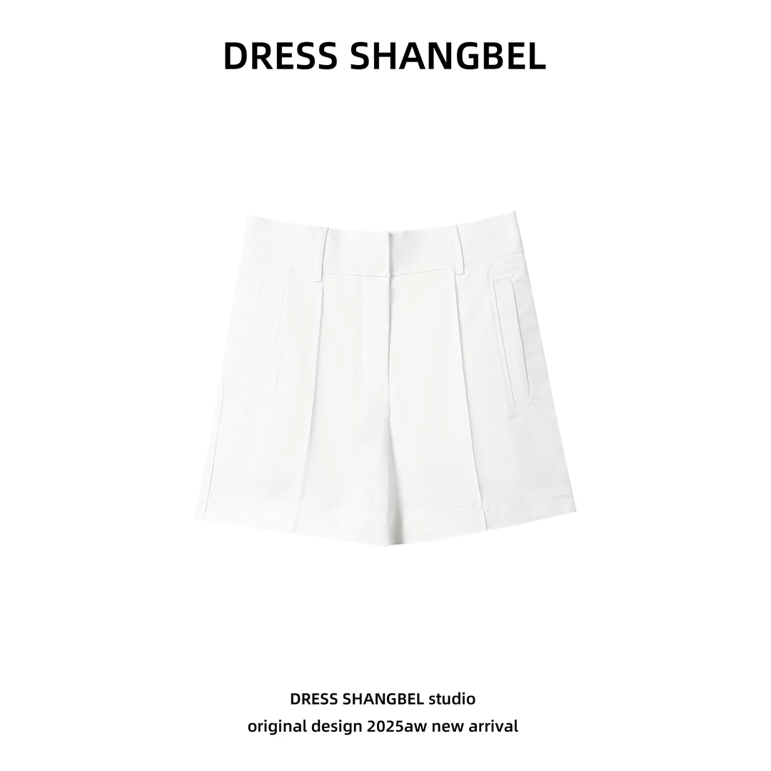 DRESS -2025夏季新款C立体剪裁纯色百搭高腰休闲短裤5211H