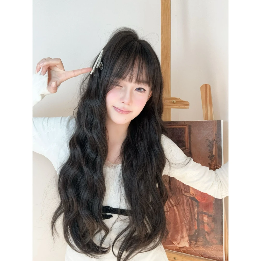 【全新高品质假发】黑色水波纹女甜美风气质全头套